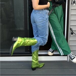 JEFFREY CAMPBELL WOMEN'S DAGGET GREEN METALLIC WESTERN BOOTS